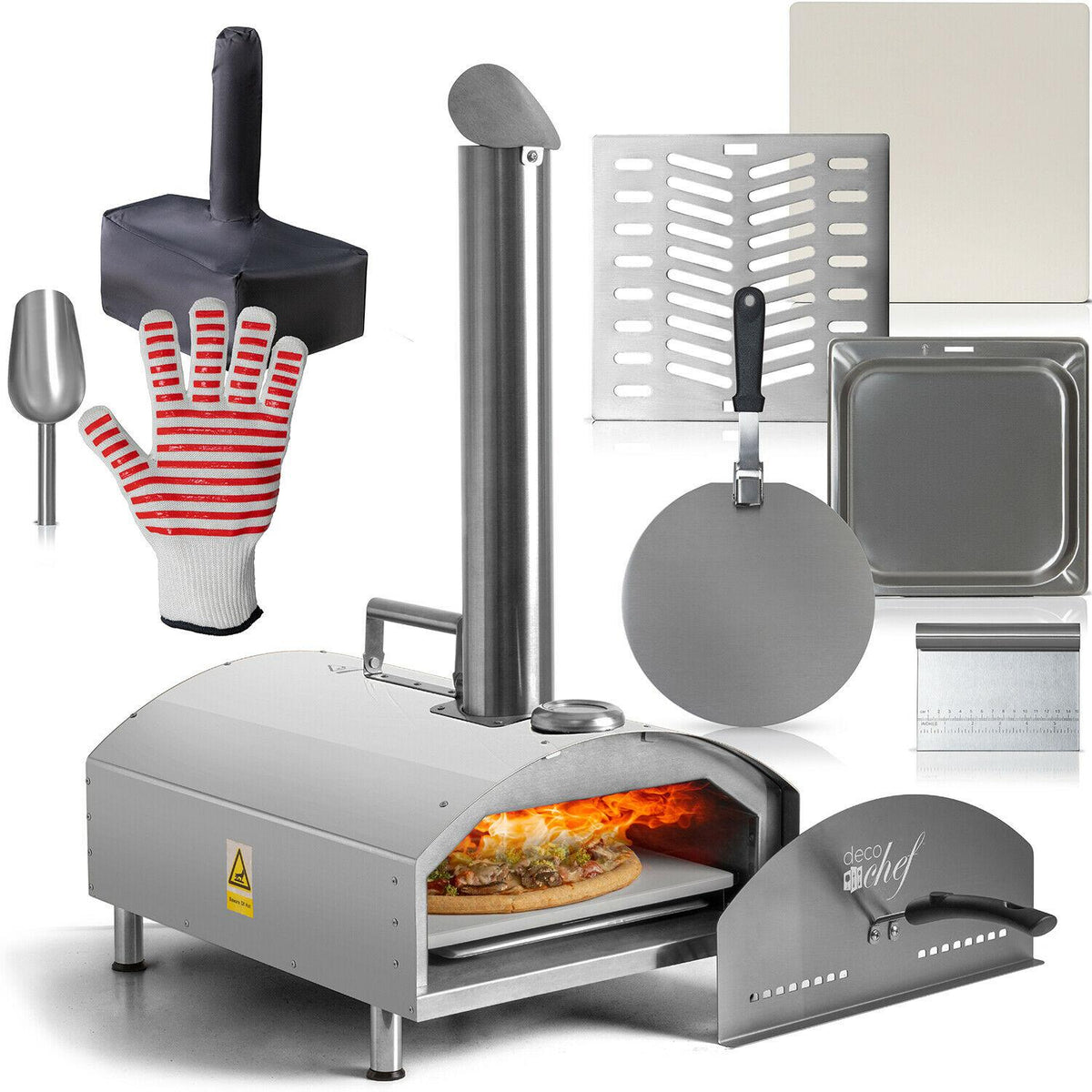 Deco Chef Portable Outdoor Pizza Oven w/ 2-in-1 Pizza & Grill Oven Functionality