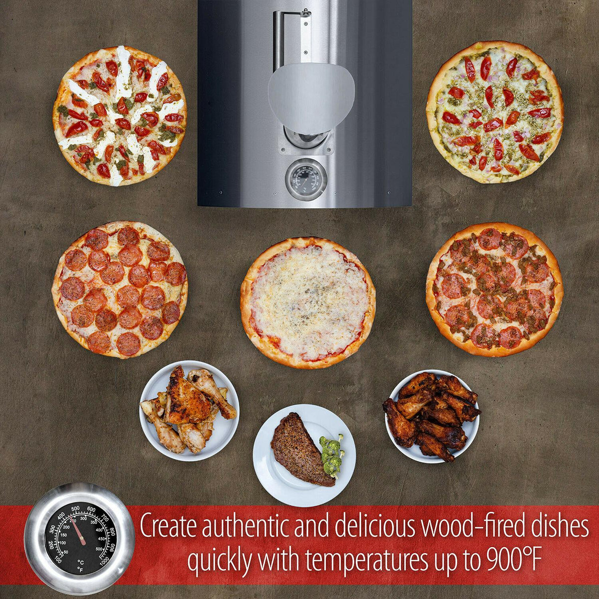 Deco Chef Portable Outdoor Pizza Oven w/ 2-in-1 Pizza & Grill Oven Functionality