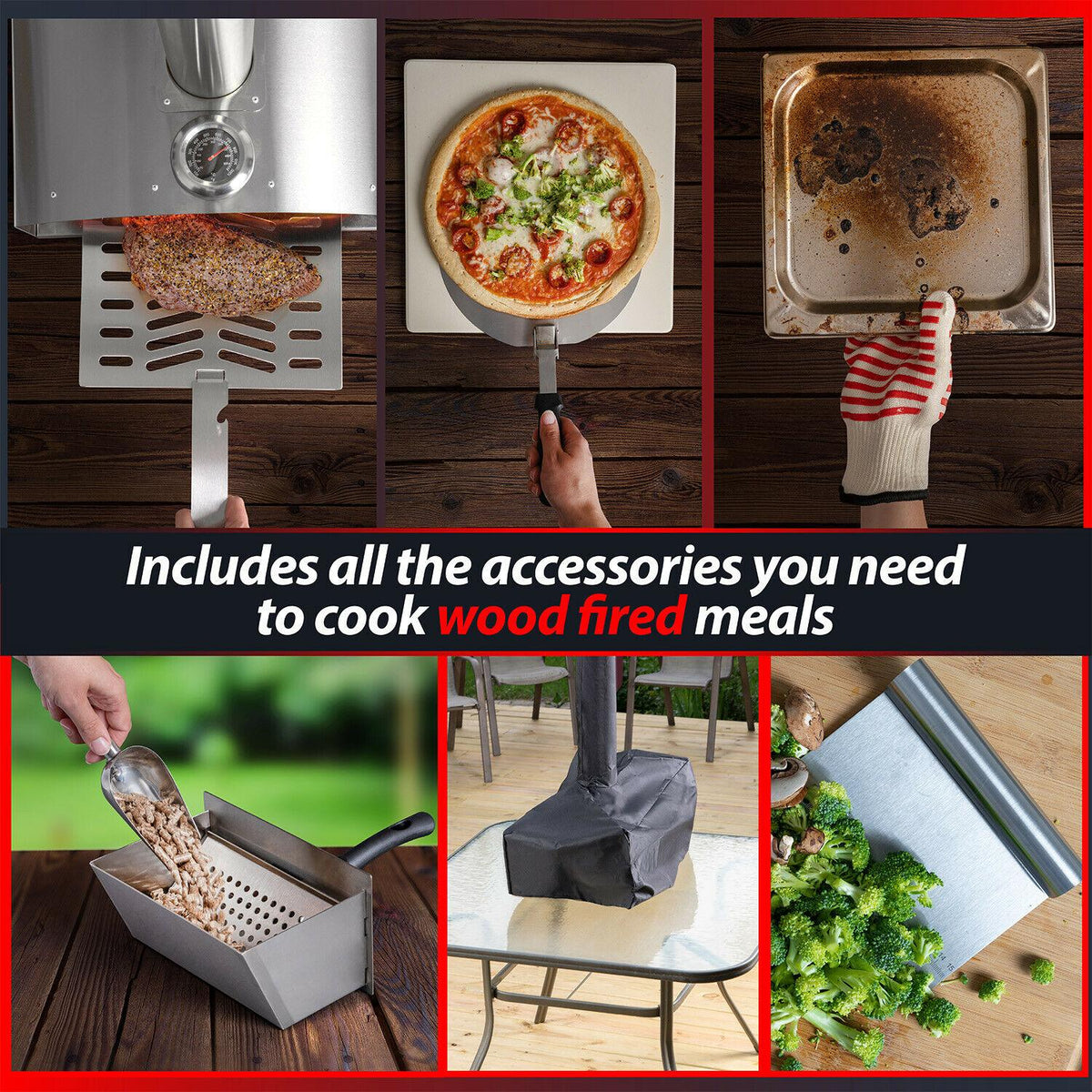 Deco Chef Portable Outdoor Pizza Oven w/ 2-in-1 Pizza & Grill Oven Functionality