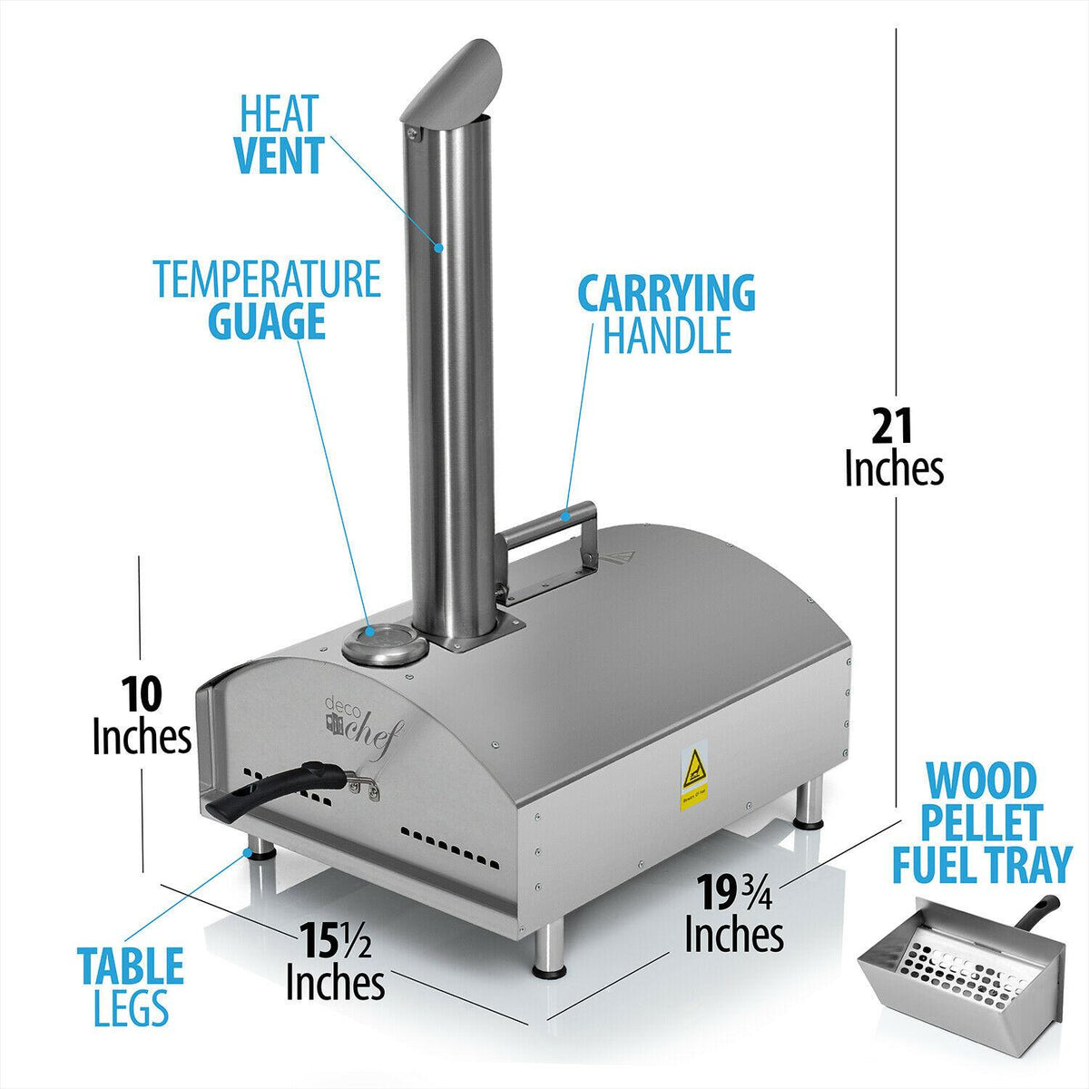Deco Chef Portable Outdoor Pizza Oven w/ 2-in-1 Pizza & Grill Oven Functionality