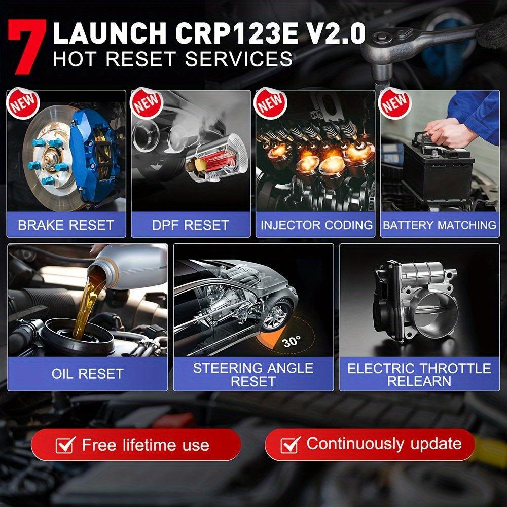 LAUNCH X431 CRP123E Car OBD2 Diagnostic Tools Automotive OBD Scanner ABS SRS Airbag Engine AT SAS OIL Brake Reset Lifetime Update