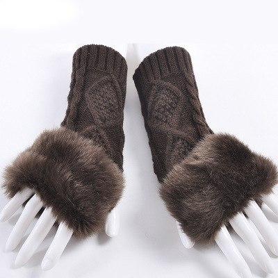 Clothing Accessories - Fashion Women Faux Rabbit Fur Hand Wrist Crochet Knitted Finger-less Gloves
