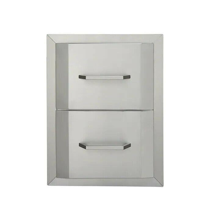 Bullet Barbecue BBQ Grill Double Drawer Stainless Steel Outdoor Kitchen Storage