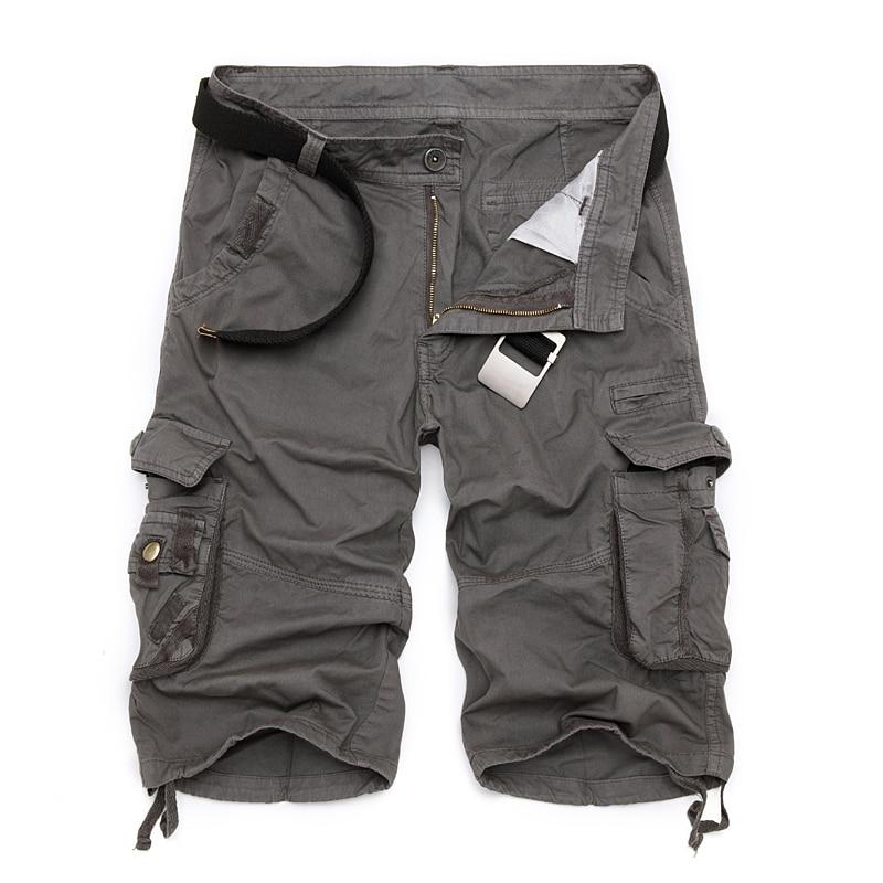 Lukmall Men 2021 Military Summer Army Green Cotton Men Loose Pocket Cargo Shorts