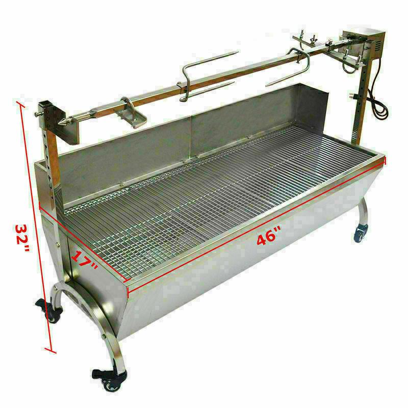 46" Large Spit Roaster Rotisserie Pig Lamb Roast BBQ Picnic Outdoor Cook Grill