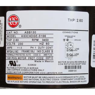 Motor, /US Motor, 2.0hp, 230v, 1Spd, 56Jfr, CFace, Thd, Full