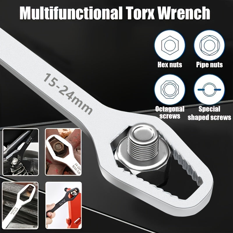 1pc 3-24mm Multi-functional Double Head Wrench Household Tools Universal Self-tightening Adjustable Special-shaped Wrench Portable Hand Tools