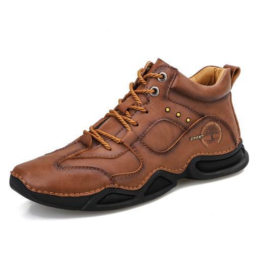 Men Hand Stitching Microfiber Leather Soft Ankle Boots