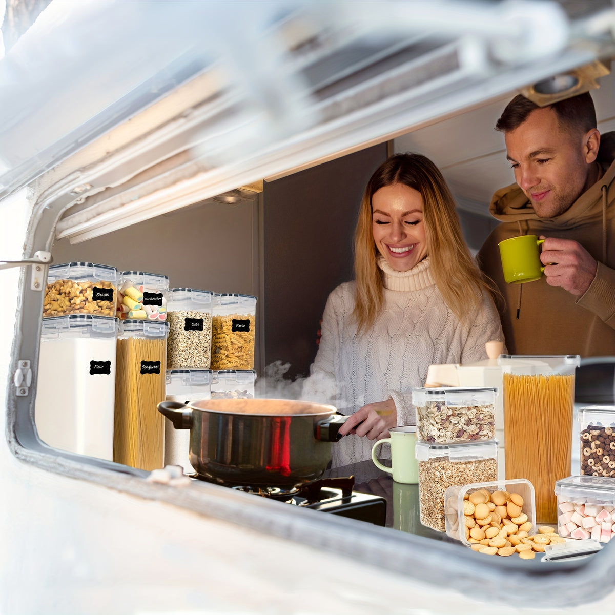 Organize Your Kitchen Pantry With This 4/7-Piece Airtight Food StoraContainer Set - BPA Free, Dishwasher Safe, And Includes Labels!