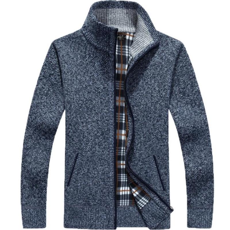 New Autumn Winter Men Warm Cashmere Casual Wool Zipper Slim Fit Fleece Jacket