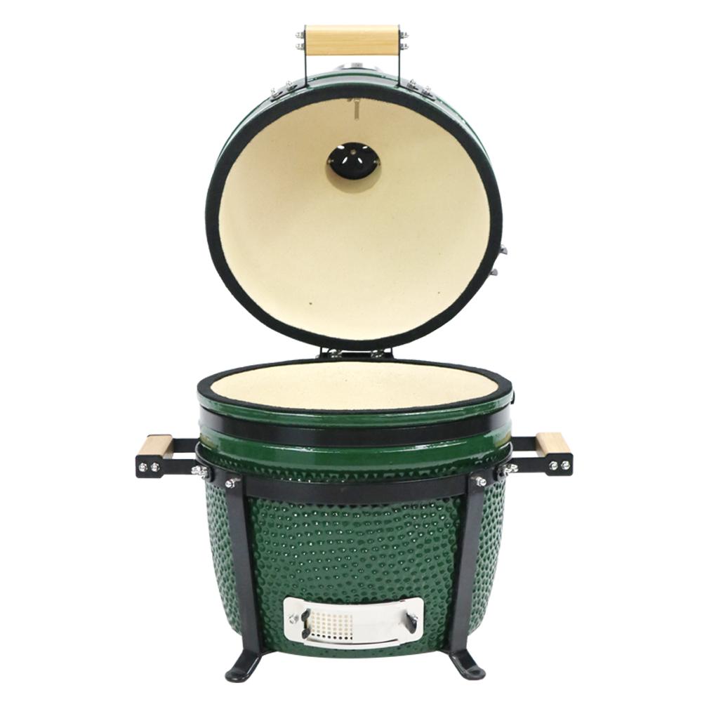 YNNI KAMADO 15.7 inch Grills and Bundles BBQ, Ceramic, Egg, Twin Thermometer Lid