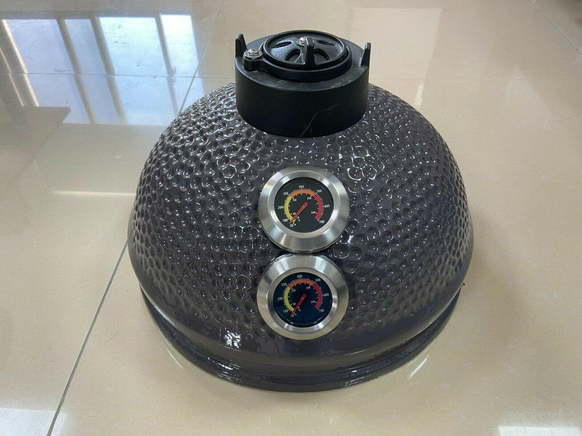 YNNI KAMADO 15.7 inch Grills and Bundles BBQ, Ceramic, Egg, Twin Thermometer Lid