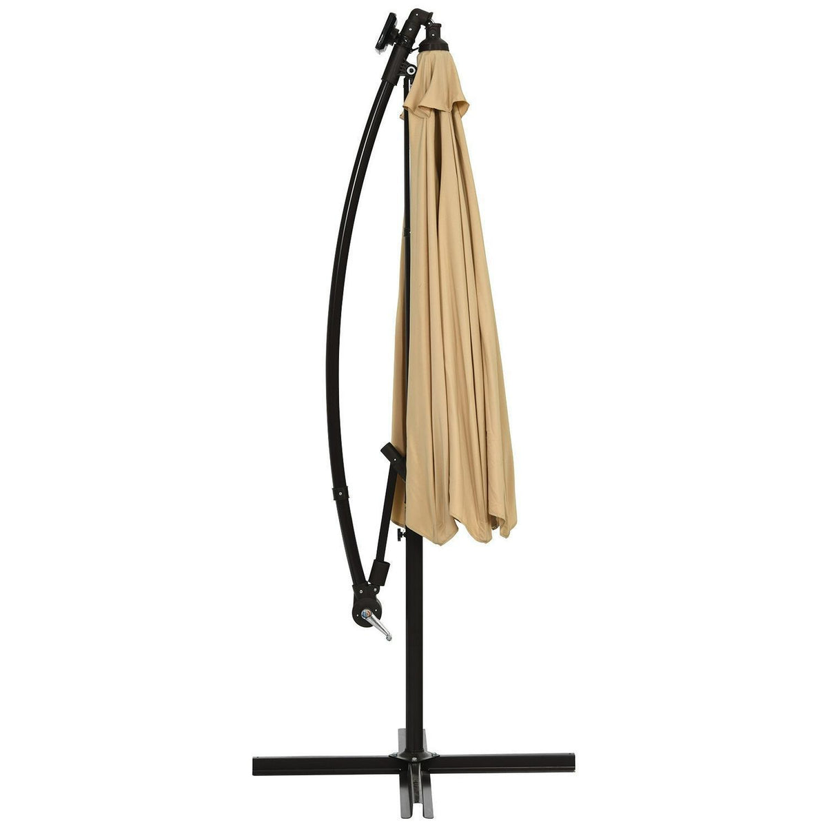10 Ft Patio Solar LED Offset Umbrella with 40 Lights and Cross Base