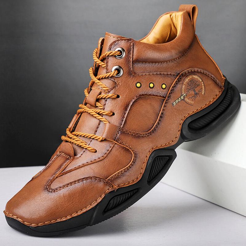Men Hand Stitching Microfiber Leather Soft Ankle Boots