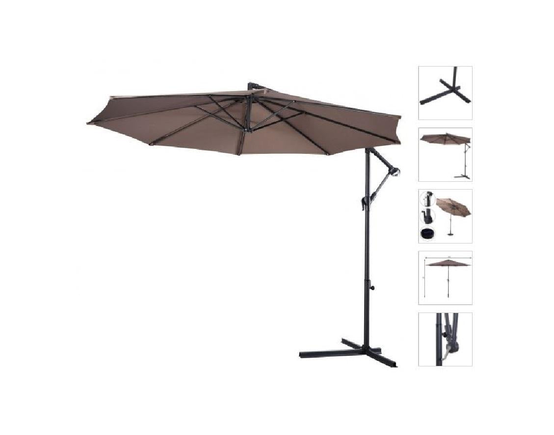 10' Offset Cantilever Patio Umbrella Octagonal Outdoor Shade for Deck Pool Yard