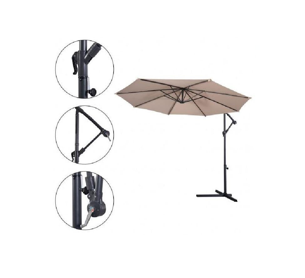 10' Offset Cantilever Patio Umbrella Octagonal Outdoor Shade for Deck Pool Yard