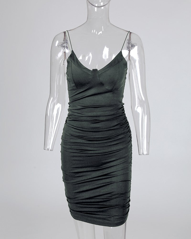 Ruched Bodycon Mini Cami Women Dress