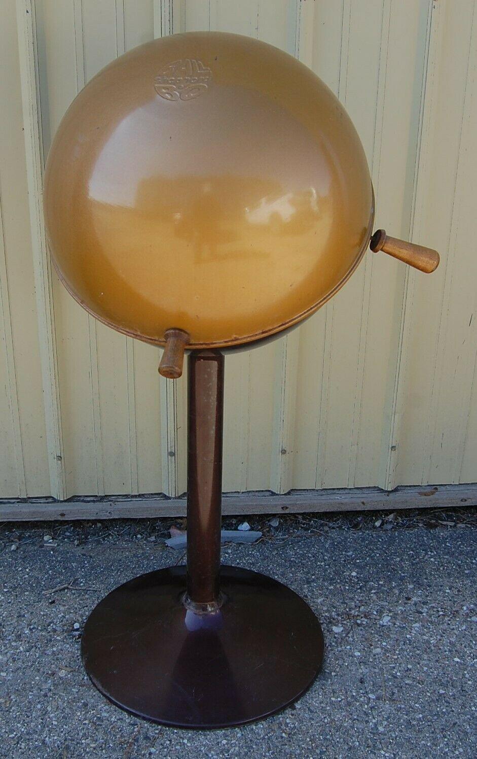 Rare Vtg 1960s Shepherd BQ BBQ Charcoal Grill, Brown & Copper, Wood Handle