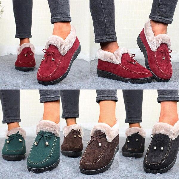 Ladies Winter Plush Lining Cotton Shoes Flat Boots