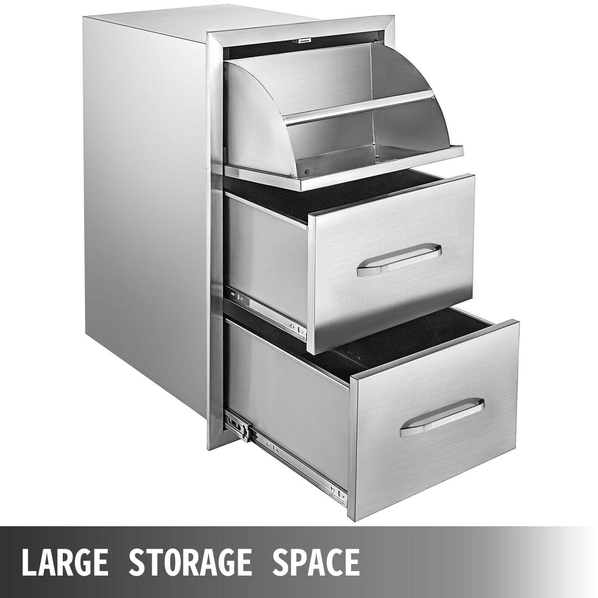 30"X17" Outdoor Kitchen/ BBQ Island Drawer Stainless Steel Triple Storage Drawer