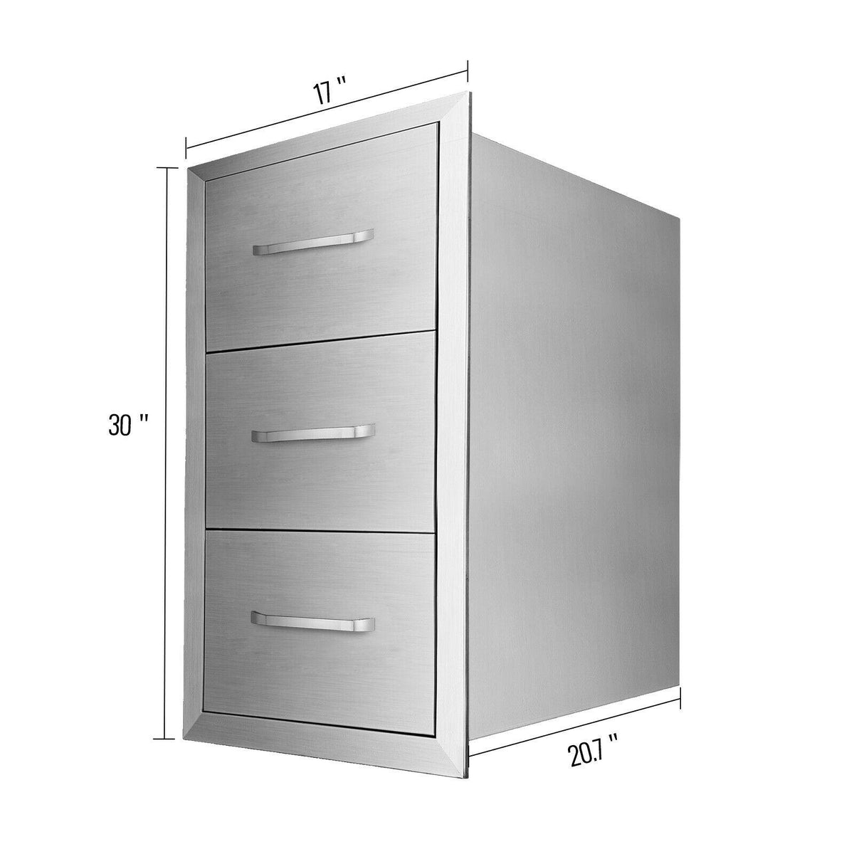 30"X17" Outdoor Kitchen/ BBQ Island Drawer Stainless Steel Triple Storage Drawer