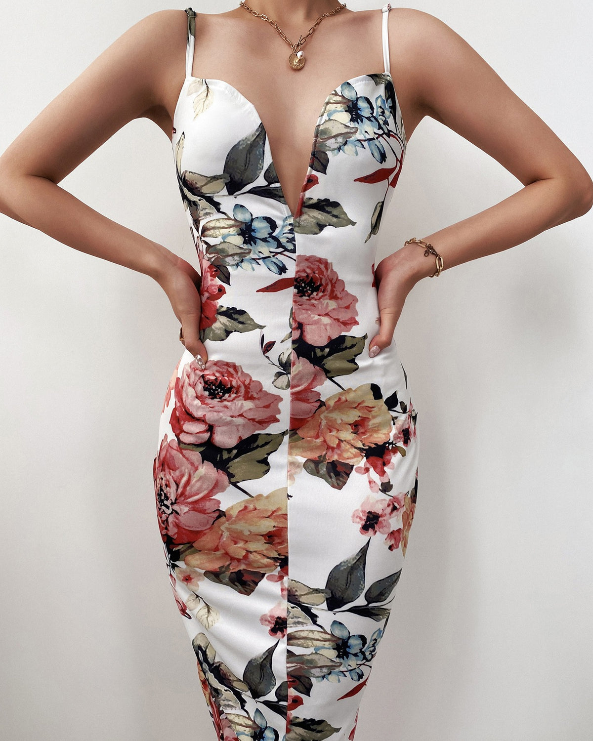 Floral Print Spaghetti Strap ny Dress