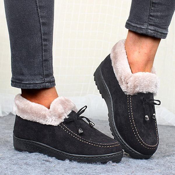 Ladies Winter Plush Lining Cotton Shoes Flat Boots