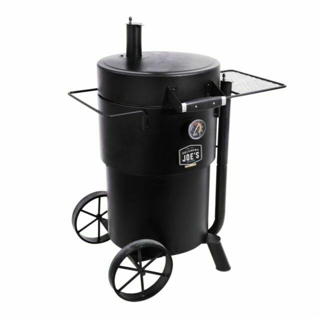 19202089 Oklahoma Joe's Bronco Barrel Drum Smoker, Porcelain-Coated Steel,