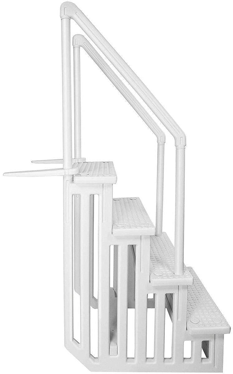 Aqua Select Above Ground Anti-Slip Pool Steps to Deck | Safety Swimming Pool Ladder | Designed for Above Ground Swimming Pools | Holds Up to 350 Pounds | White