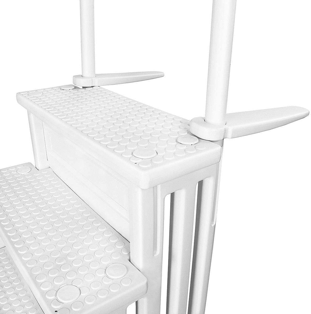 Aqua Select Above Ground Anti-Slip Pool Steps to Deck | Safety Swimming Pool Ladder | Designed for Above Ground Swimming Pools | Holds Up to 350 Pounds | White