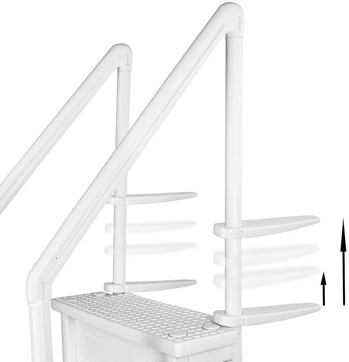 Aqua Select Above Ground Anti-Slip Pool Steps to Deck | Safety Swimming Pool Ladder | Designed for Above Ground Swimming Pools | Holds Up to 350 Pounds | White