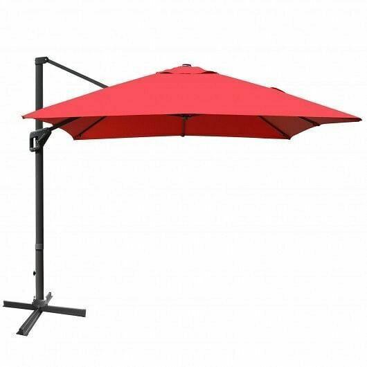 10x13ft Rectangular Cantilever Umbrella with 360 Rotation Function-Wine - Color