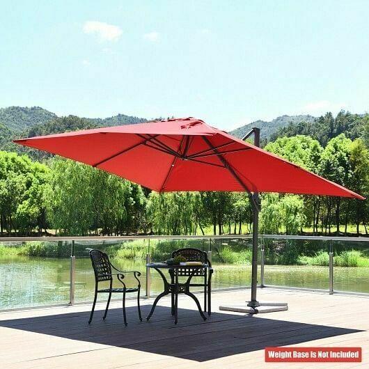 10x13ft Rectangular Cantilever Umbrella with 360 Rotation Function-Wine - Color