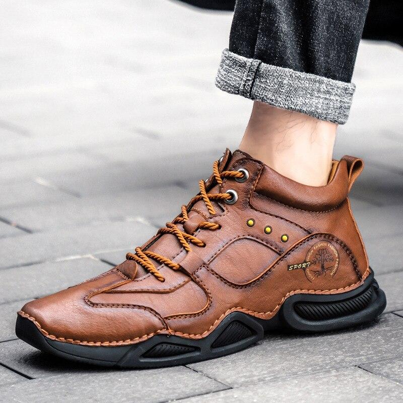 Men Hand Stitching Microfiber Leather Soft Ankle Boots