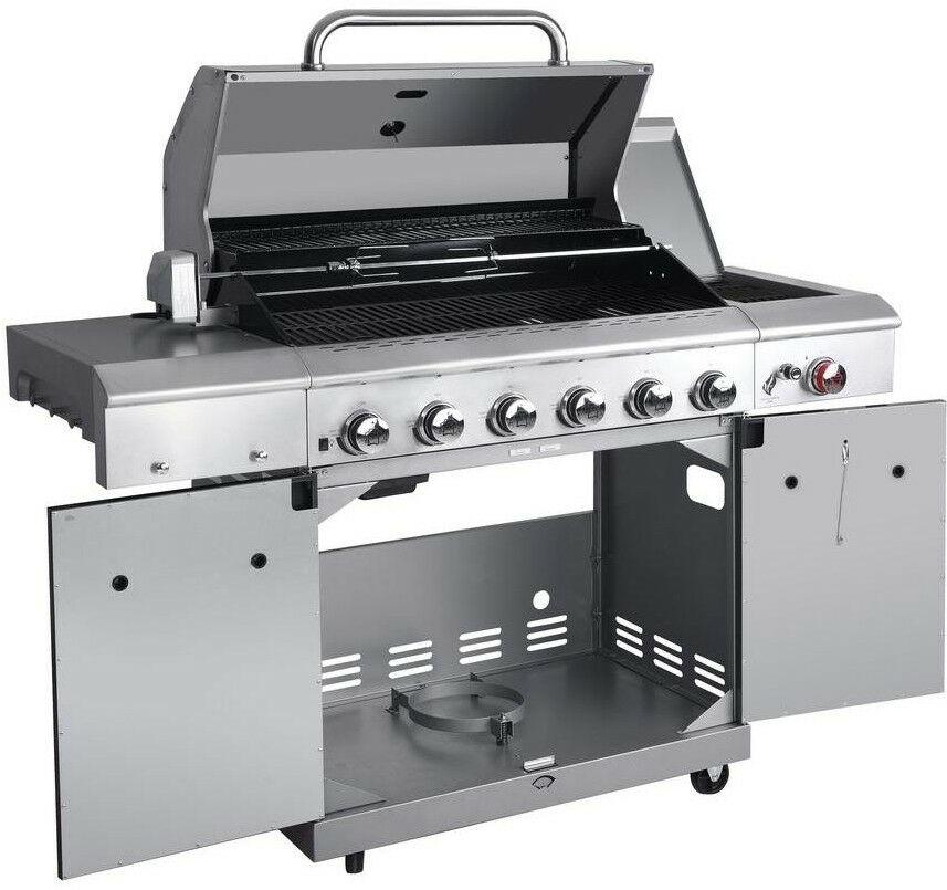 Propane Gas BBQ Barbecue Grill Side Sear 6-Burner Rotisserie Kit Nexgrill Deluxe