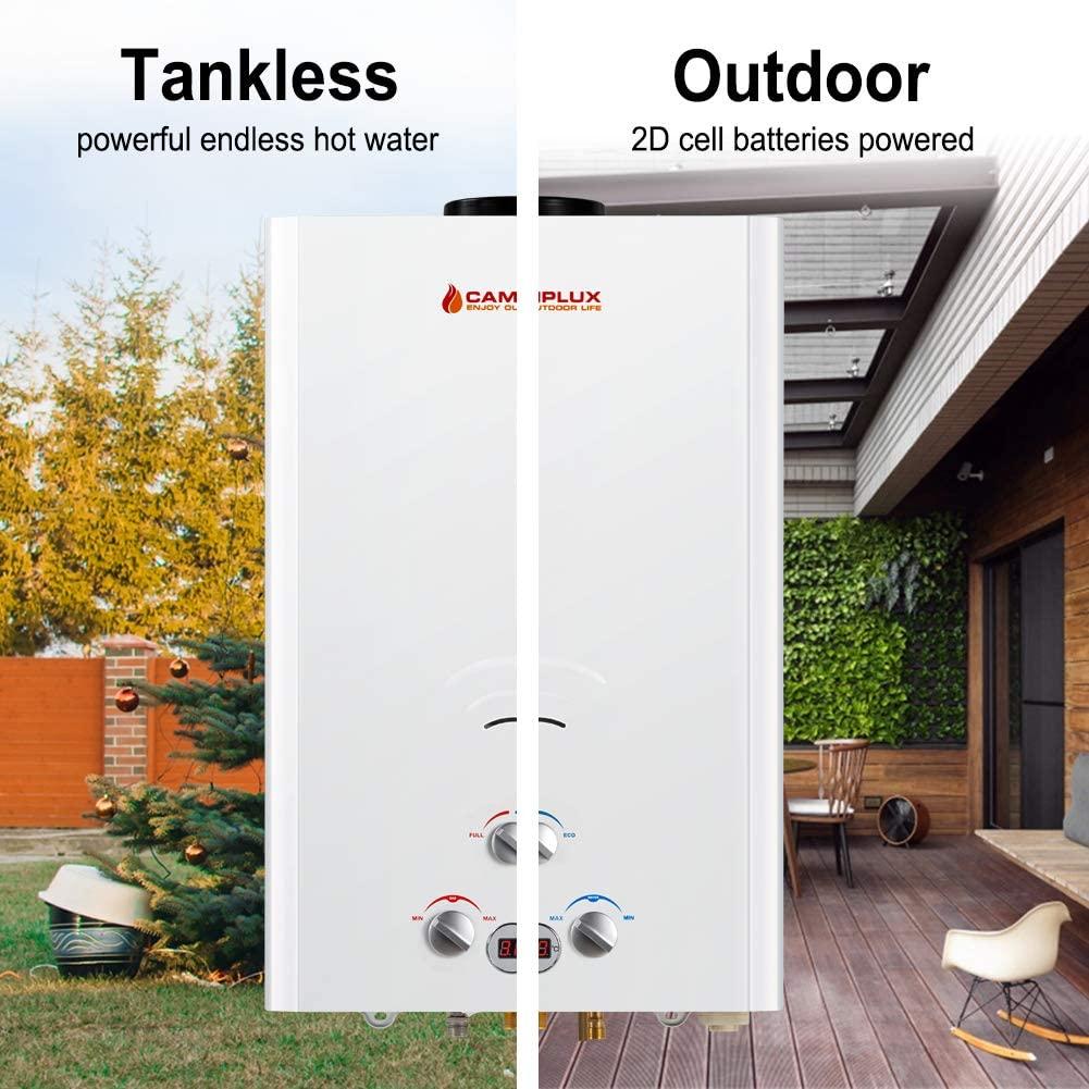 Camplux 16L Outdoor 4.22 GPM Digital Display Propane Gas Tankless Water Heater