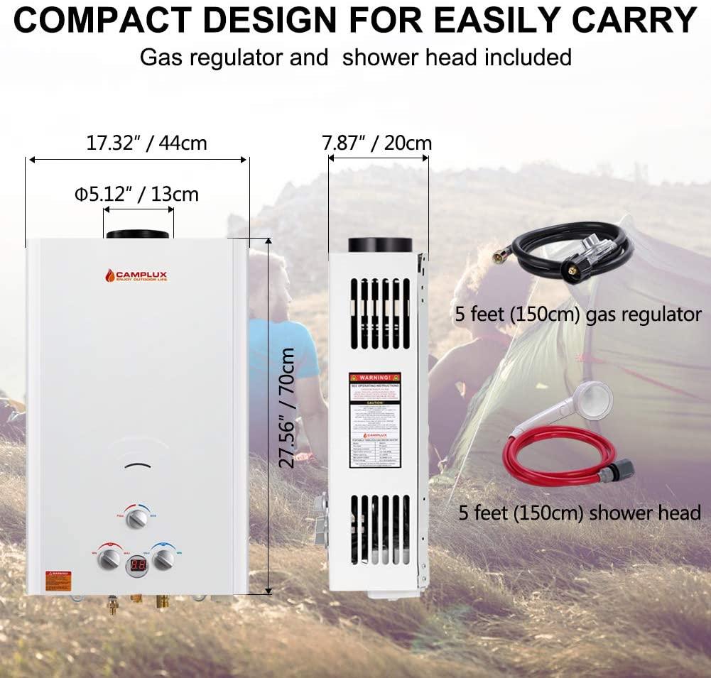 Camplux 16L Outdoor 4.22 GPM Digital Display Propane Gas Tankless Water Heater
