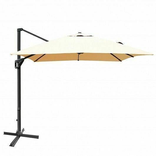10x13ft Rectangular Cantilever Umbrella with 360 Rotation Function-Beige - Colo