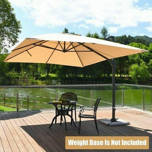 10x13ft Rectangular Cantilever Umbrella with 360 Rotation Function-Beige - Colo