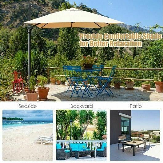 10x13ft Rectangular Cantilever Umbrella with 360 Rotation Function-Beige - Colo