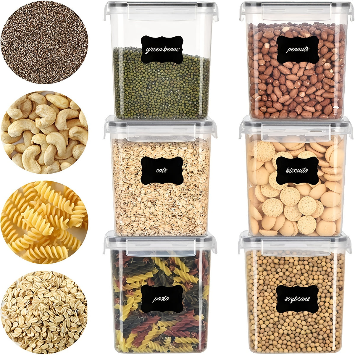 1/6pcs 54oz/1.6L Airtight Plastic Food StoraContainers With Lid, BPA Free,PP Material, No LeaKitchen Organizer For Coffee Beans Flour Sugar