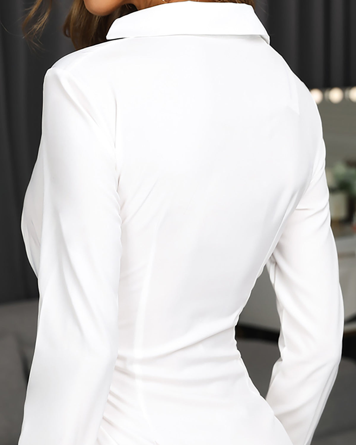 Ruched Design Women Shirt Dresses
