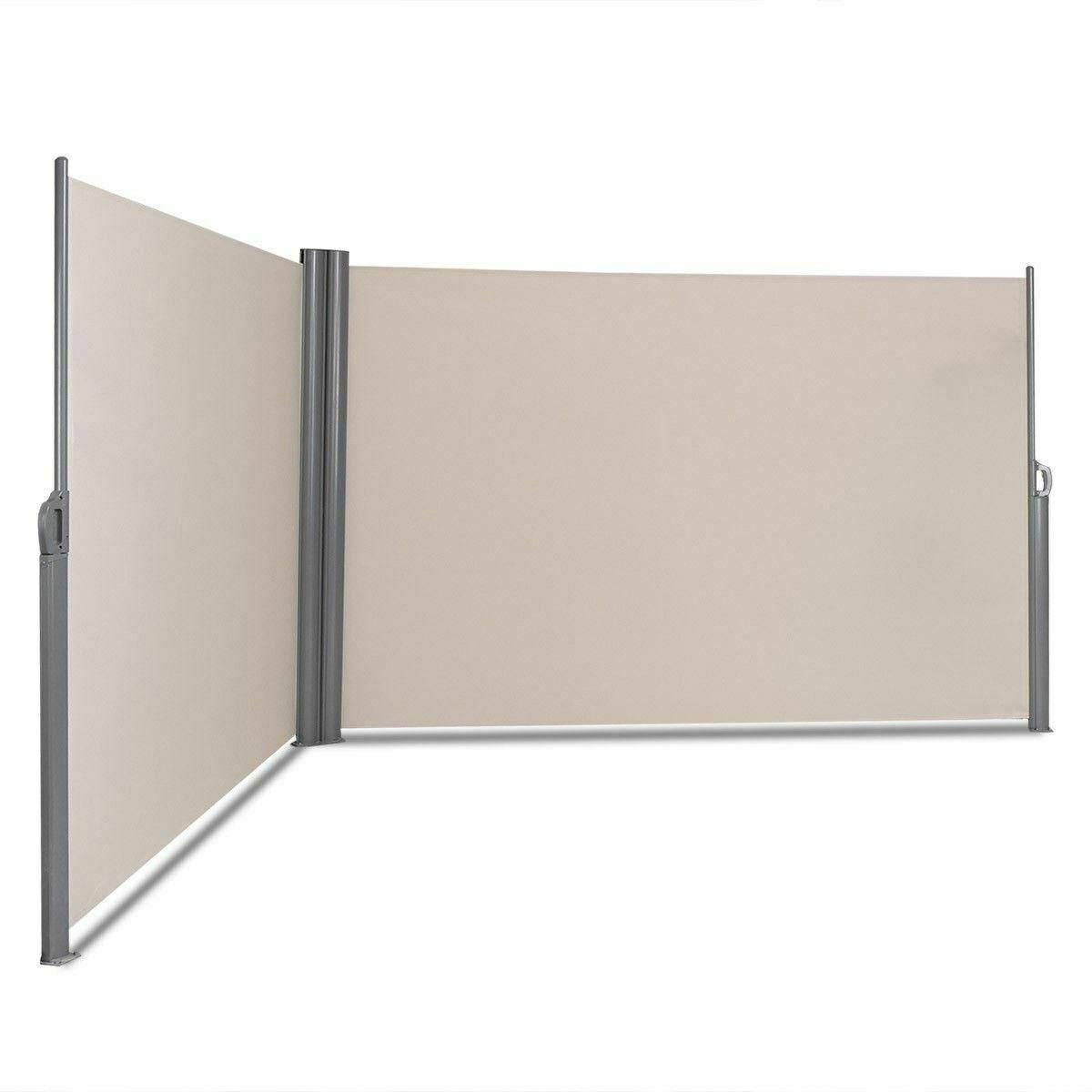 Modern 2 Sides Beige Retractable Privacy Divider Patio/Office Screen