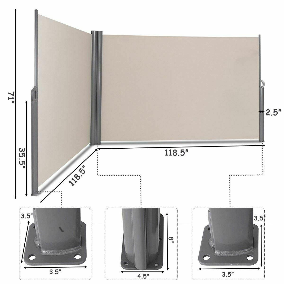 Modern 2 Sides Beige Retractable Privacy Divider Patio/Office Screen