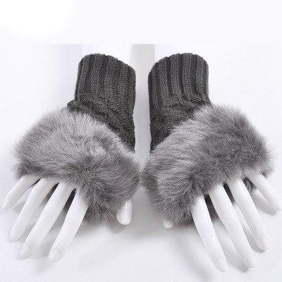 Clothing Accessories - Fashion Women Faux Rabbit Fur Hand Wrist Crochet Knitted Finger-less Gloves