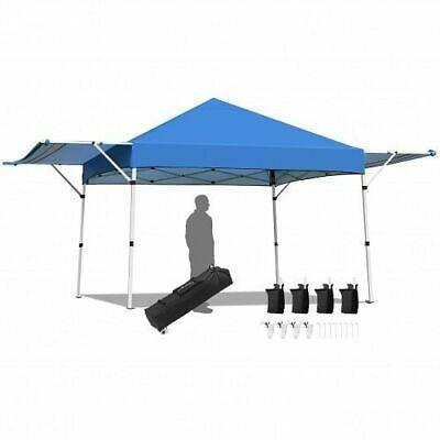 17 Feet x 10 Feet Foldable Pop Up Canopy with Adjustable Instant Sun Shelter-Bl