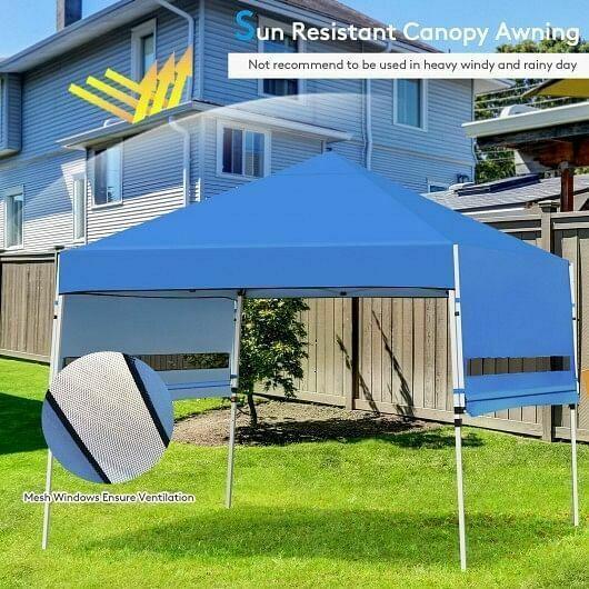17 Feet x 10 Feet Foldable Pop Up Canopy with Adjustable Instant Sun Shelter-Bl