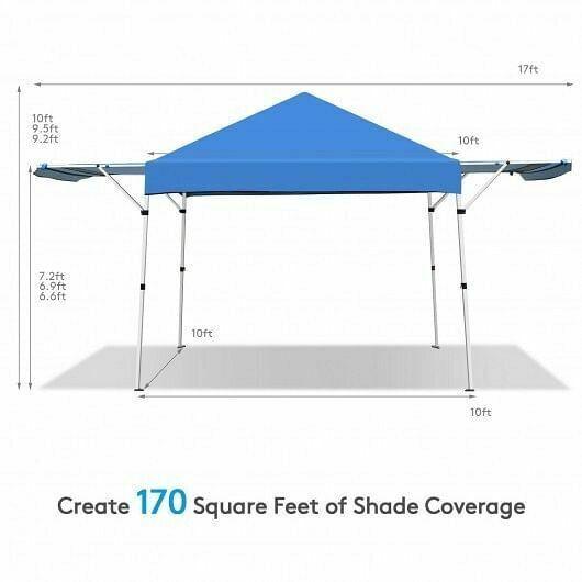 17 Feet x 10 Feet Foldable Pop Up Canopy with Adjustable Instant Sun Shelter-Bl