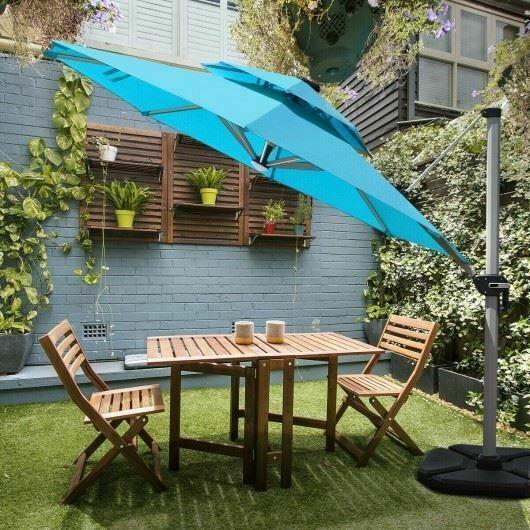 Durable 12ft 360° Rotation Aluminum Solar LED Patio Cantilever Umbrella-Green