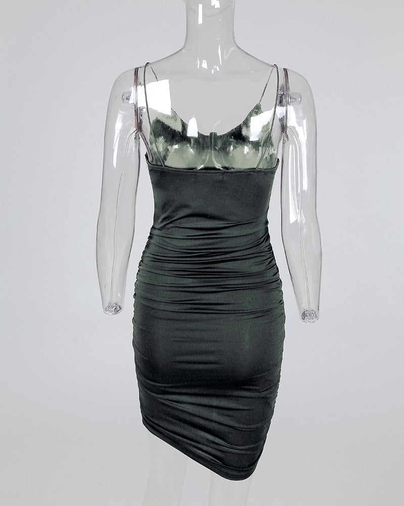 Ruched Bodycon Mini Cami Women Dress